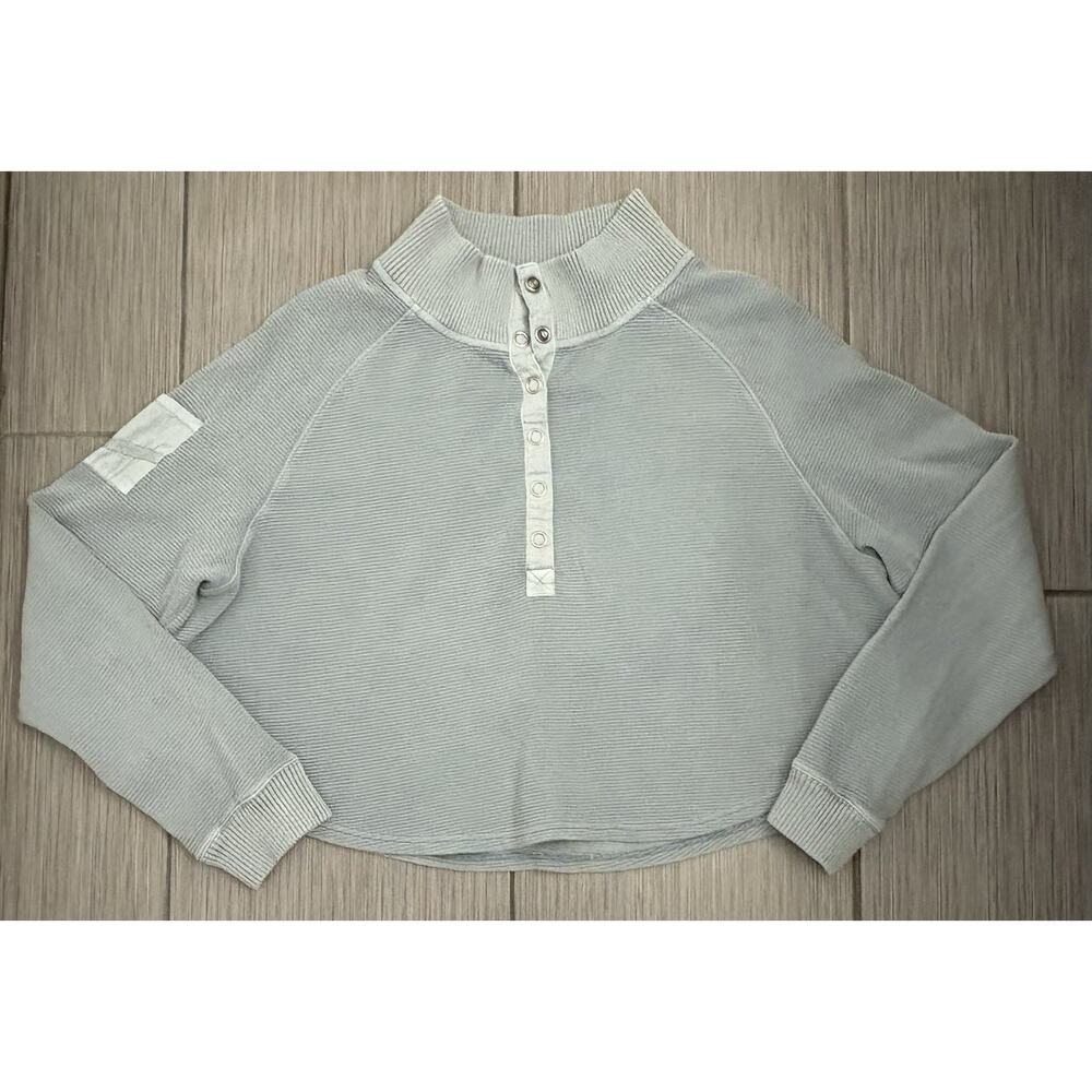 Free People Movement So Fly Henley Layer Top Light Green/Gray Size XL Athleisure